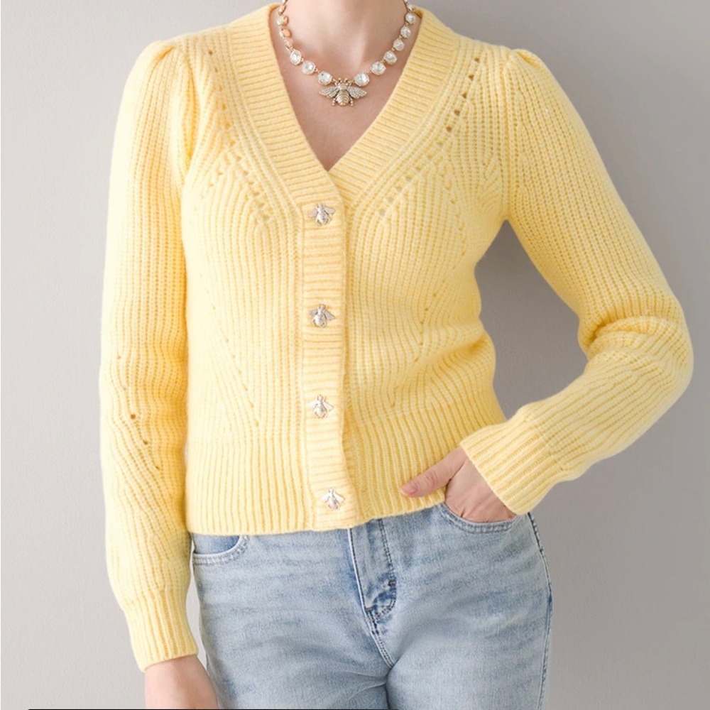 WHBM  NWT YELLOW BEE CARDIGAN XLP